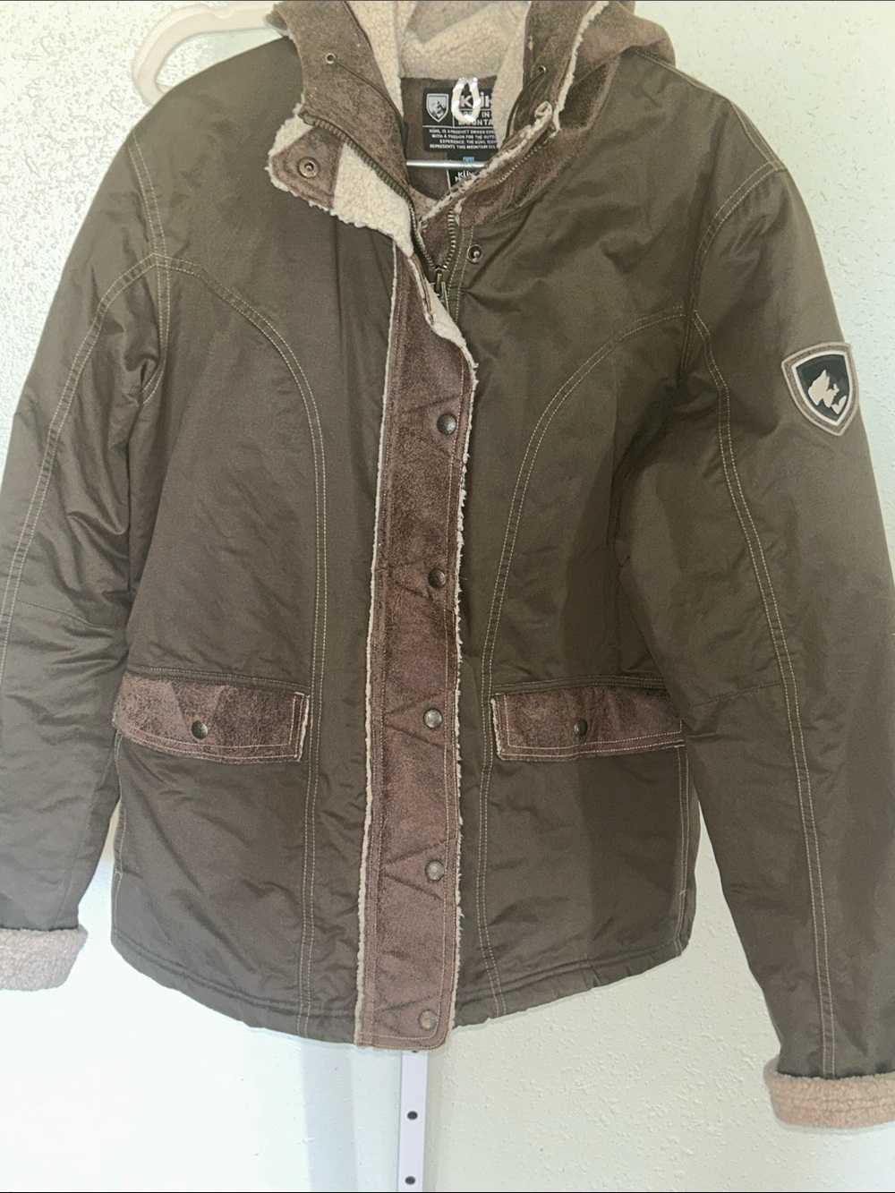Kuhl Women's Brown Insulated Puffer Jacket with Sherpa Trim